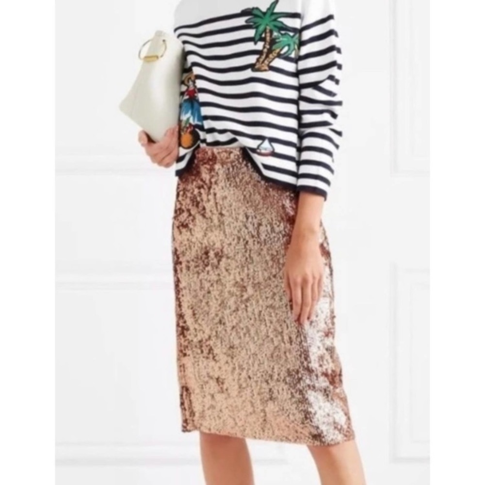 NWT J. Crew rose gold sequin pencil skirt - size 0P